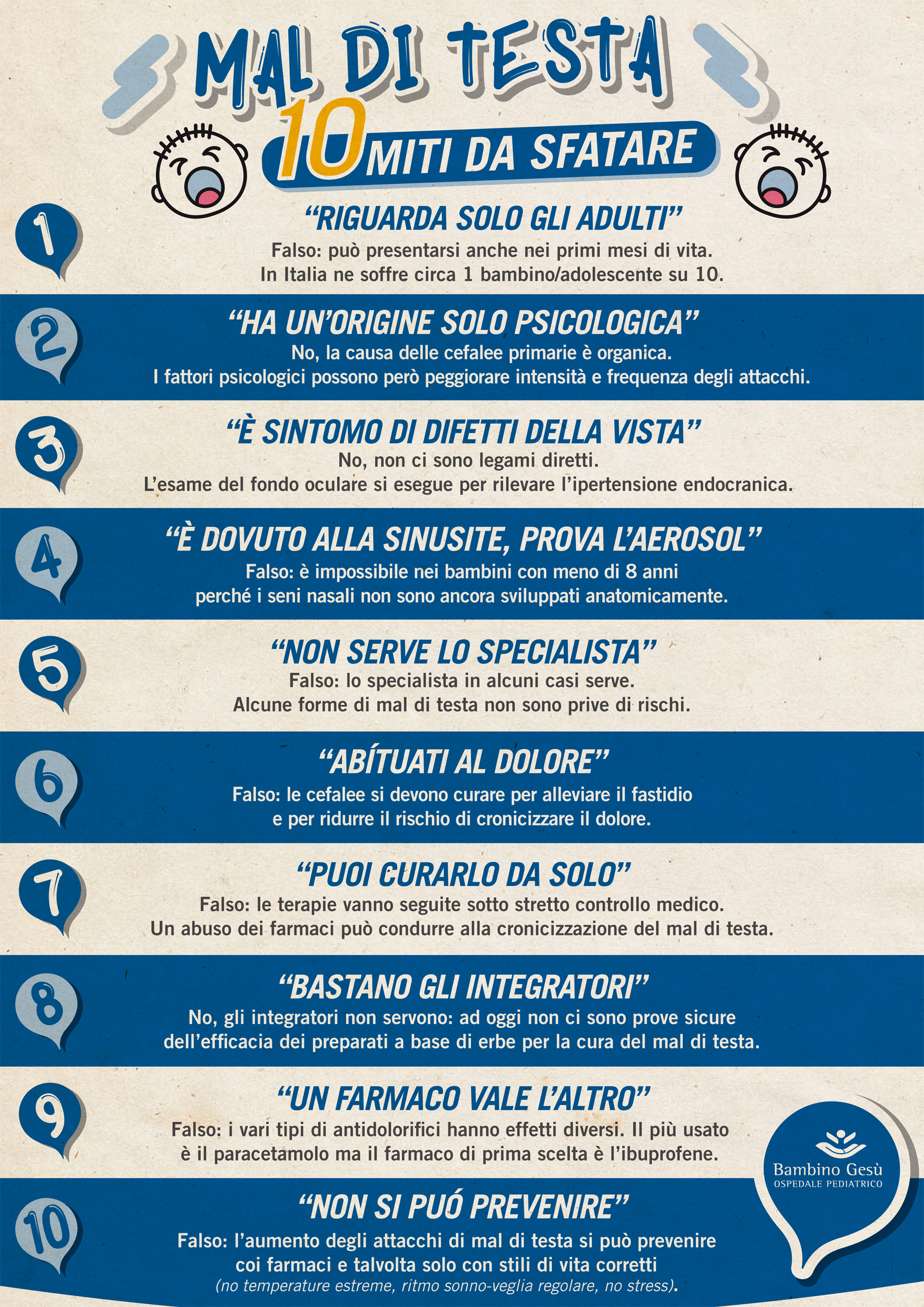 Mal Di Testa Dei Bambini Gli Esperti Del Bambino Gesu Sfatano 10 Falsi Miti Sanita Informazione