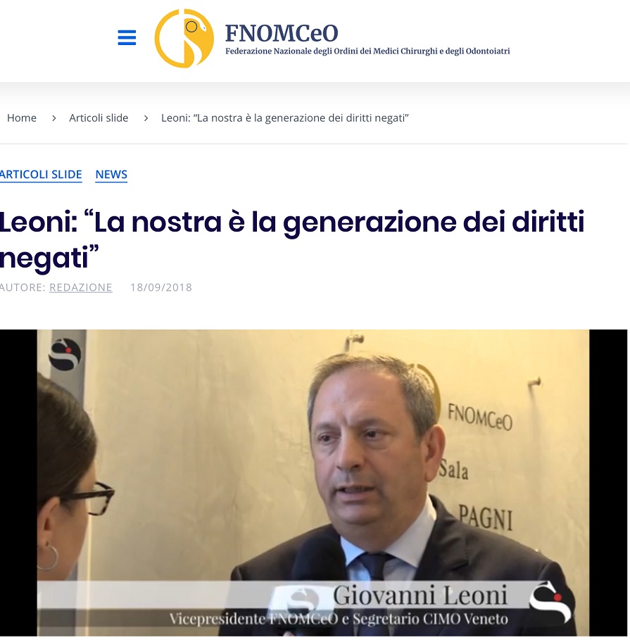 Ex specializzandi, Giovanni Leoni (FNOMCeO): «La nostra è la generazione dei diritti negati»
