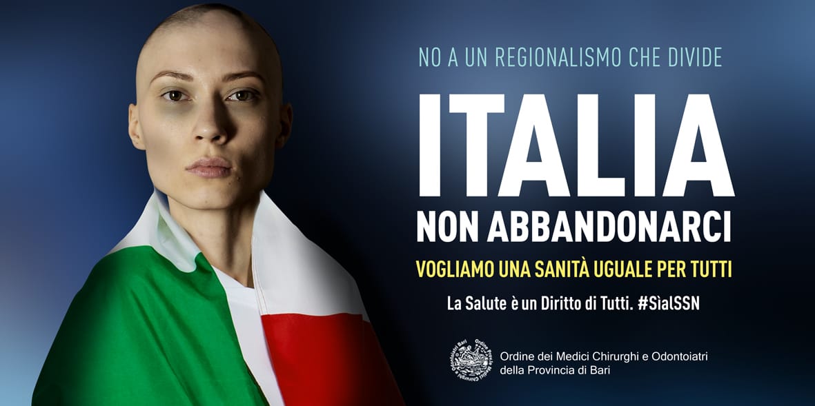 “Italia non abbandonarci”, l’OMCeO di Bari lancia una campagna per una sanità uguale per tutti