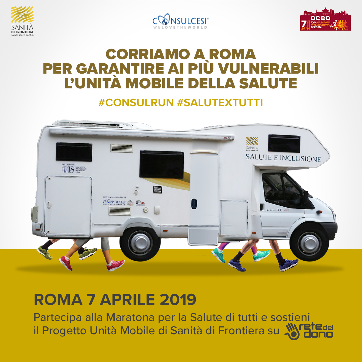 Maratona di Roma: #salutextutti, al via la campagna social per correre a favore delle periferie