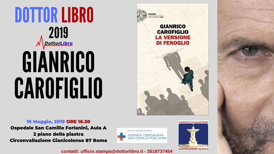 Dottor Libro, al via la rassegna letteraria negli ospedali romani. Prima tappa al San Camillo con Gianrico Carofiglio