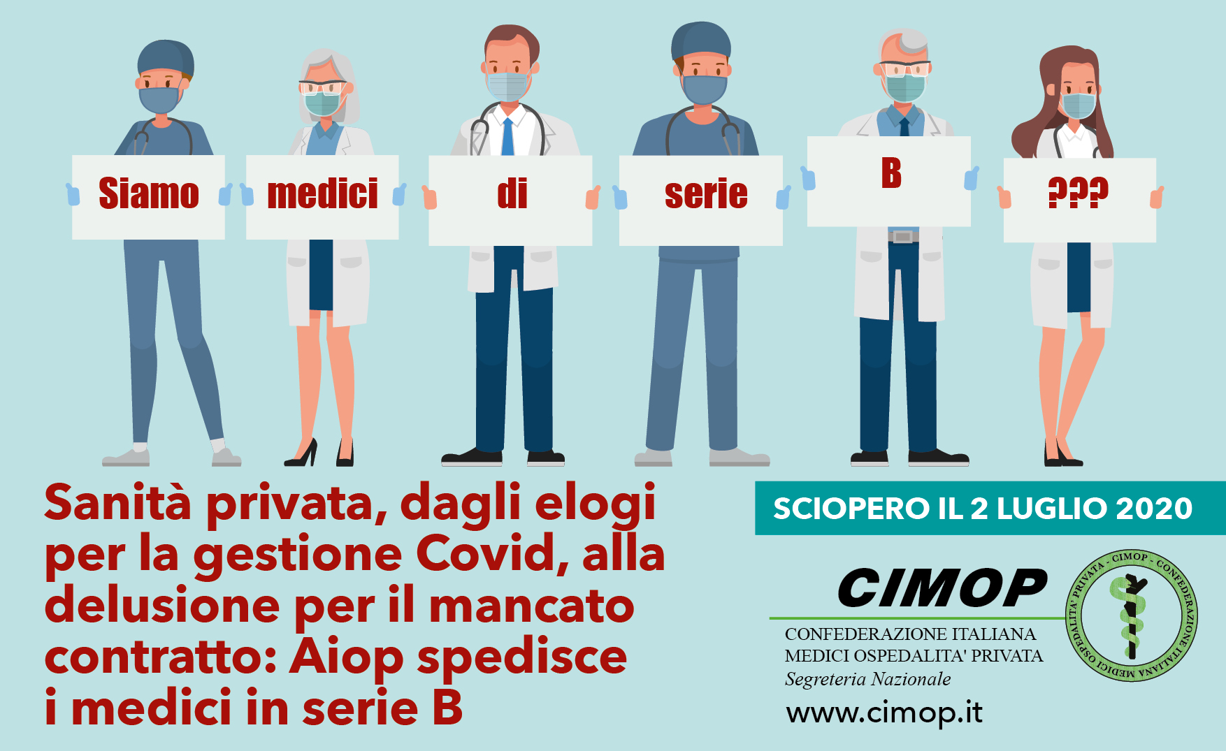 Contratto Sanità privata, Cimop sciopera il 2 luglio. De Rango: «Aiop inaffidabile, ora ci rivolgeremo a Ue»