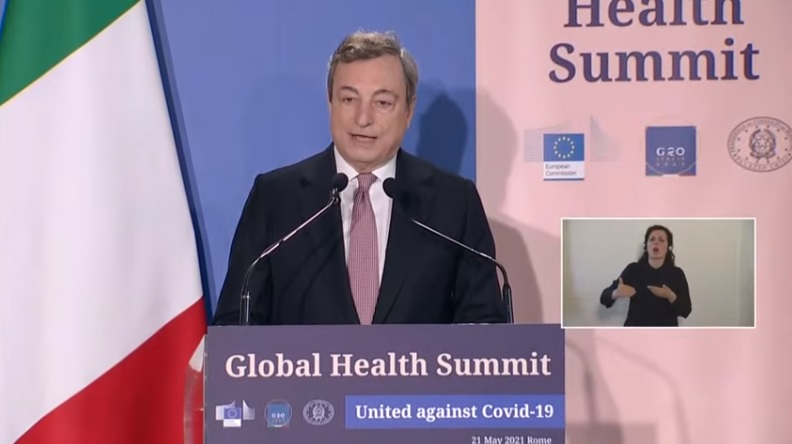 Global Health Summit, Draghi: «Dopo un anno e mezzo iniziamo a vedere fine tragedia»