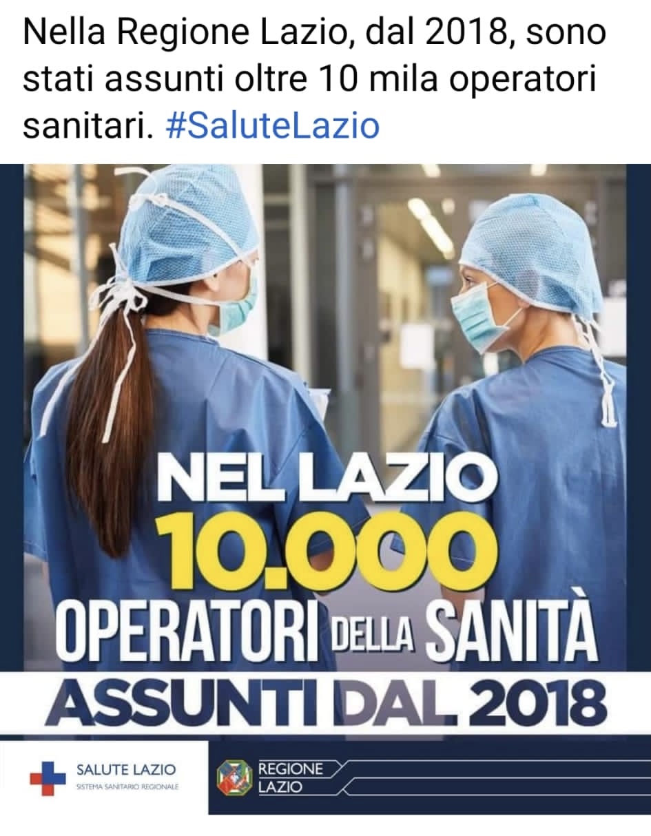 Assunzioni operatori sanità, Cisl medici Lazio: «La realtà di chi lavora in prima linea ci dice che non è così»