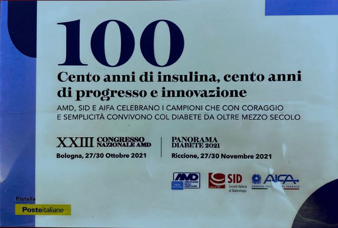 Cento anni di insulina, l’annullo filatelico di AMD, SID e AIFA celebra la ricorrenza