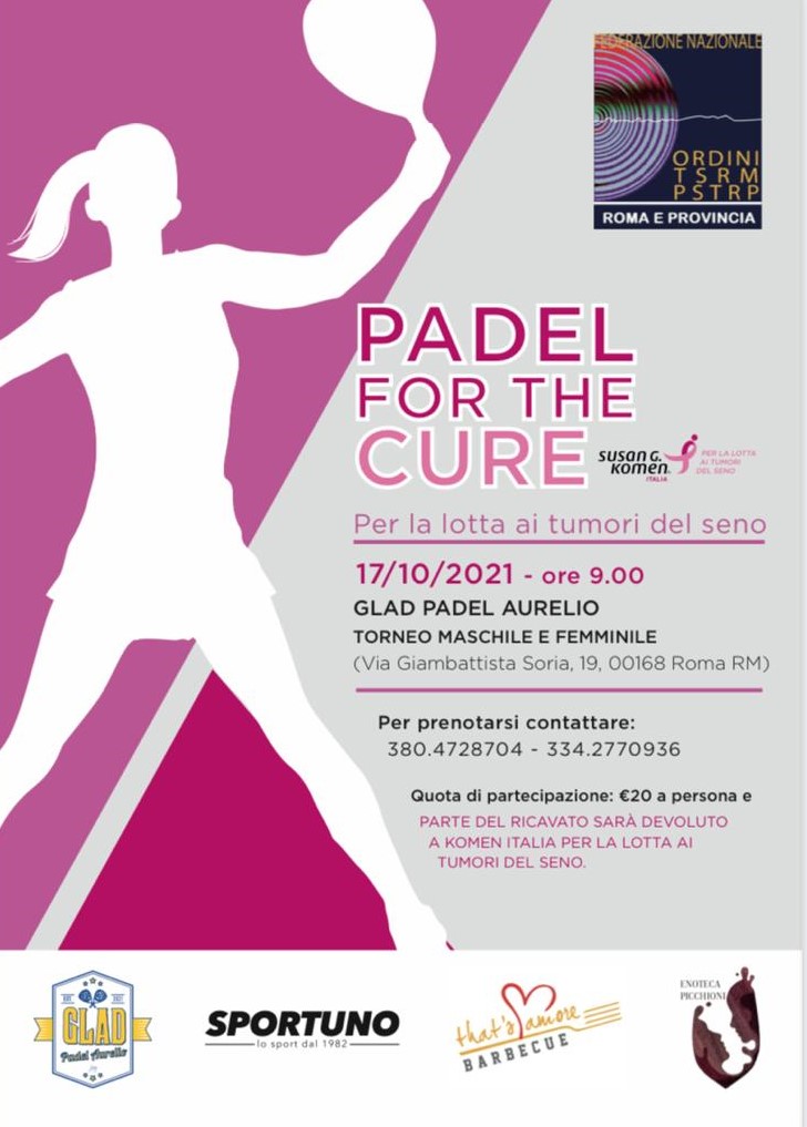 “Padel for the Cure”, l’Ordine TSRM PSTRP di Roma patrocina il torneo di Komen Italia