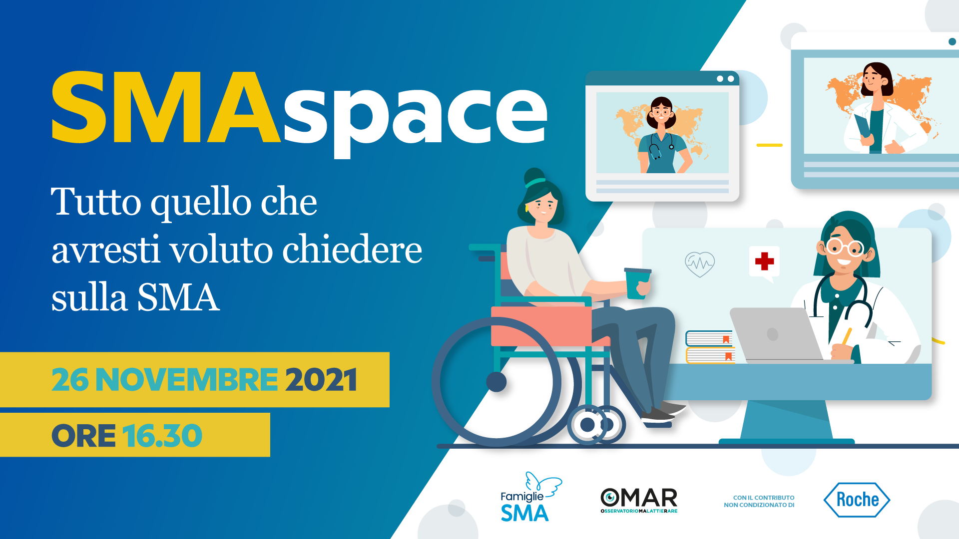 Atrofia muscolare spinale, ultimo appuntamento con #SMAspace il progetto di Omar e Famiglie SMA