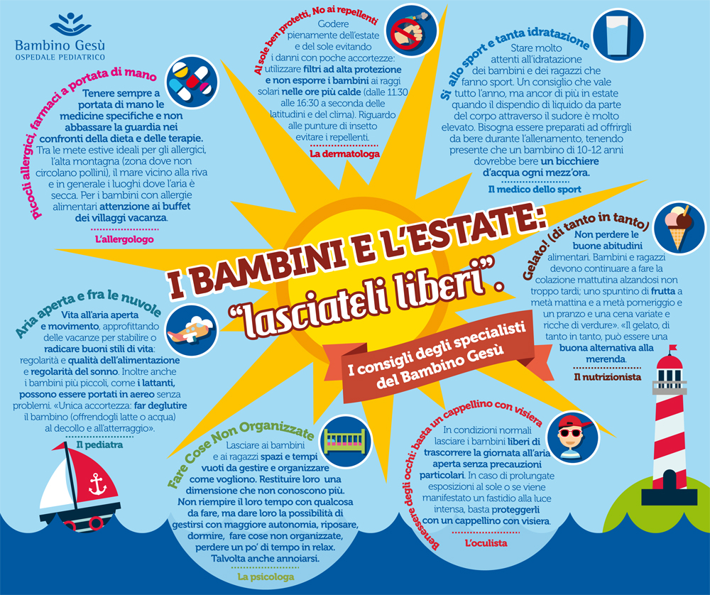 Vacanze al mare, in montagna o in città: i consigli dei pediatri per un’estate a misura di bambino