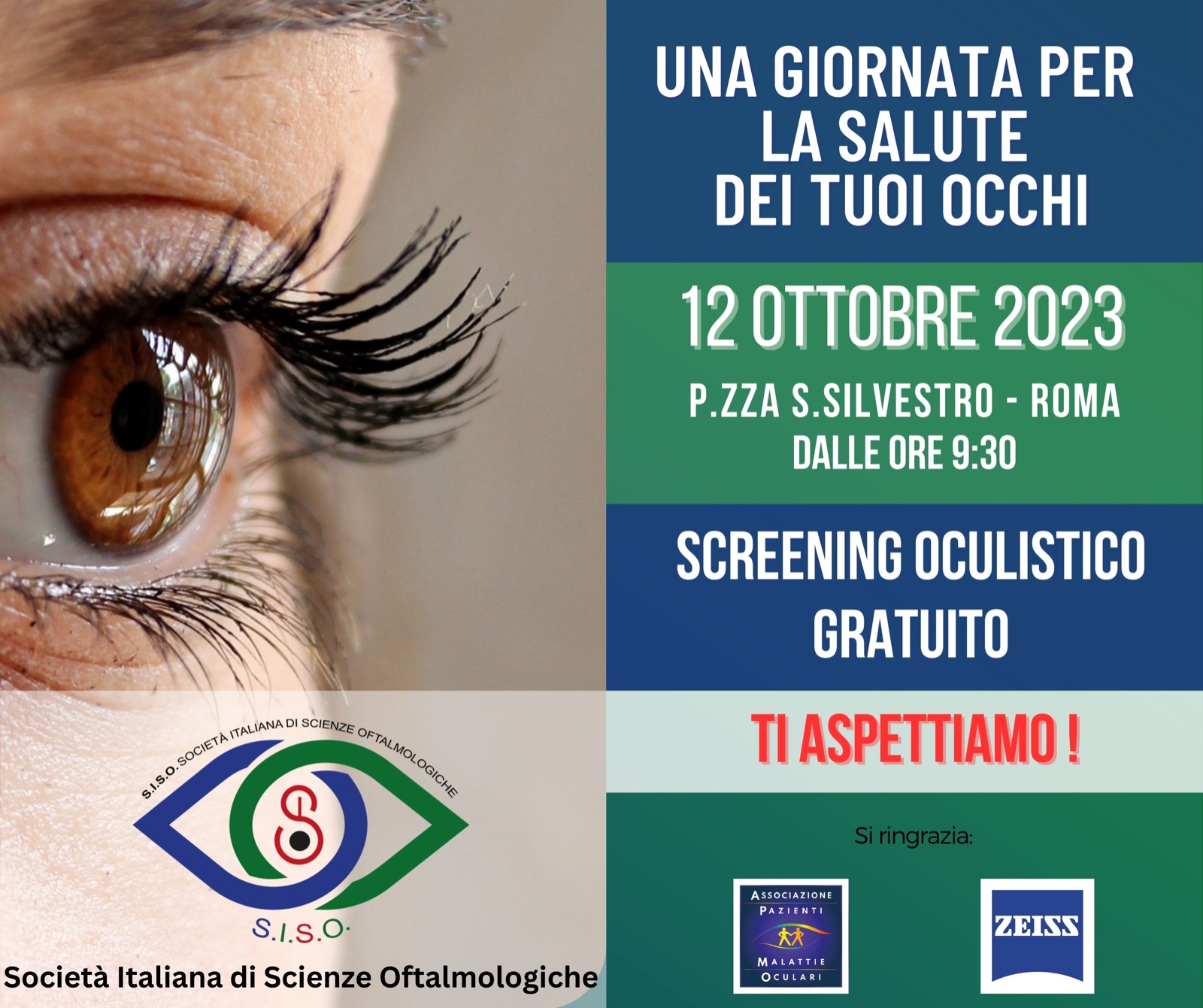 12 Ottobre: Screening Oculistico Gratuito in Piazza di San Silvestro a Roma.
