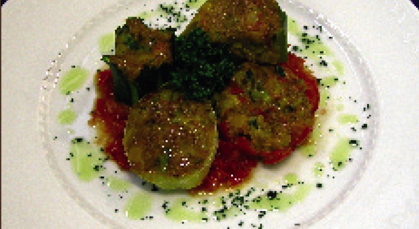 Ortaggi ripieni con pane integrale ed erbette