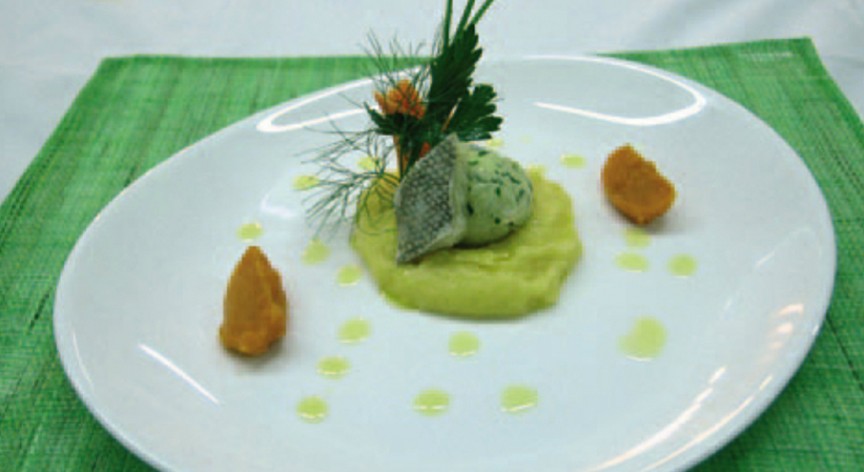 Baccalà mantecato con zucca e polentine