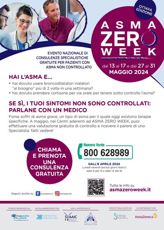 Asma Zero Week, a maggio consulenze specialistiche gratuite in tutta Italia
