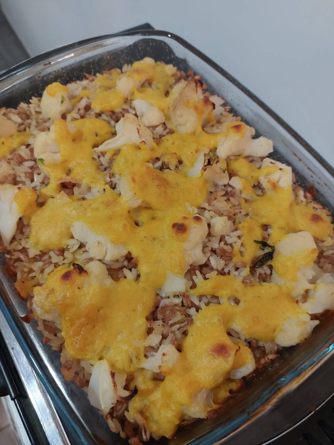 Timballo di riso integrale e farro al curcuma con cavolfiori