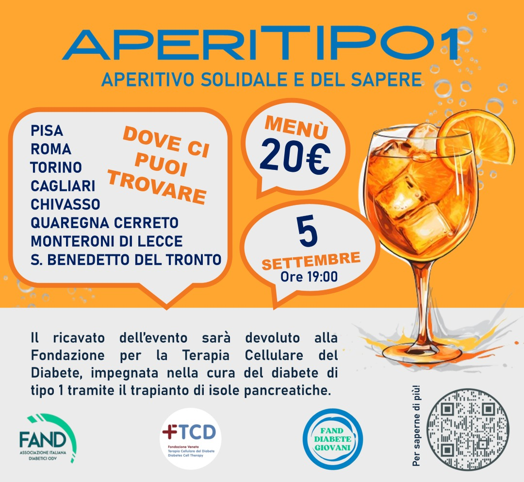 Diabete di tipo 1, l’aperitivo solidale che sostiene la ricerca