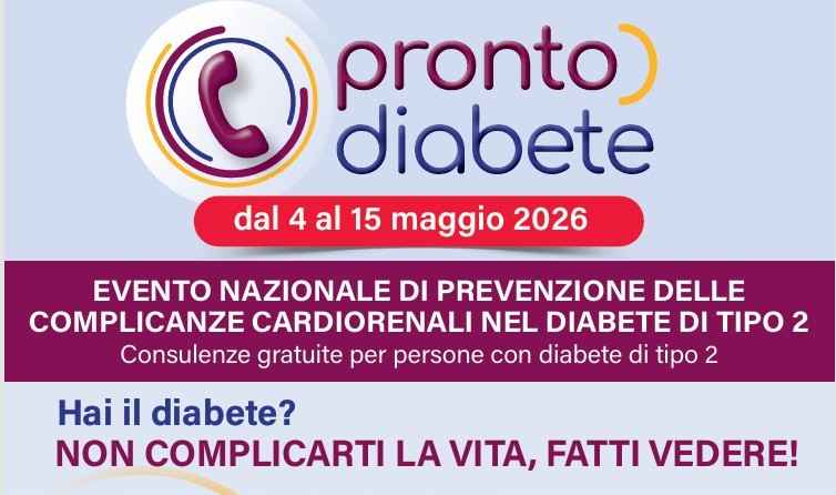 “Pronto diabete”, al via l’edizione 2026: consulenze gratuite contro le complicanze cardiorenali del diabete di tipo 2